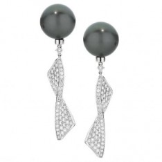 Black Pearl and Diamond Pavé Drop Earrings