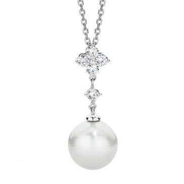 Pearl and Diamond Drop Necklace