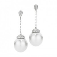 Pearl and Diamond Micro Pavé Drop Earrings
