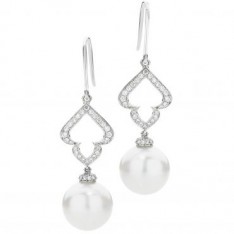 Pearl and Diamond Spade Drop Earrings