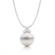 South Sea Pearl and Diamond Flower Necklace