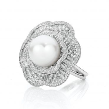 Vintage Inspired Pearl and Diamond Ring