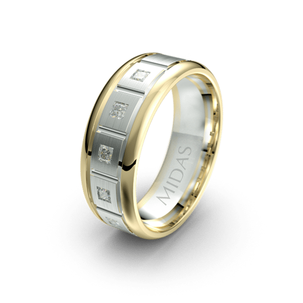 Panneled Wedding Band with Diamonds (QF1144D)