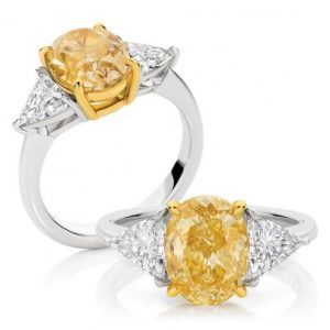 yellow diamond oval cut engagement ring