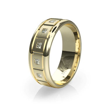 Panneled Wedding Band with Diamonds (QF1144D)
