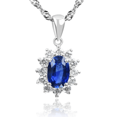Sapphire and Sun Diamond Pendant