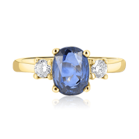 Oval Sapphire with Round Diamond Trilogy