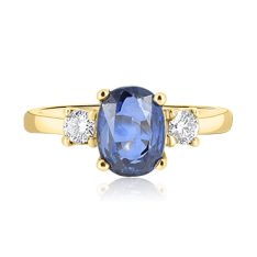 Oval Sapphire with Round Diamond Trilogy