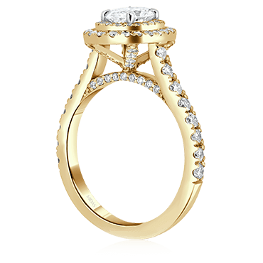 Oval Cut Engagement Ring with Double Round Diamond Halo
