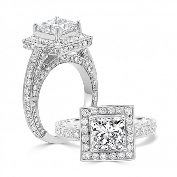 Princess Cathedral Halo Engagement Ring