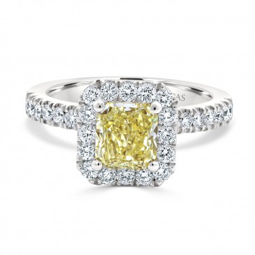 Radiant Fancy Yellow Diamond Engagement Ring
