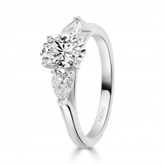 Elegant Oval and Pear Trilogy Engagement Ring