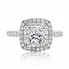 Brilliant Double Halo Cushion Cut with Claw Setting