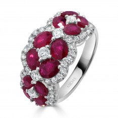 Ruby and Diamond Flower Dress Ring