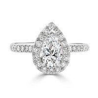 Pear Halo Engagement Ring with Claw Setting
