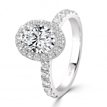 Oval Engagement Ring with Single Round Brilliant Halo